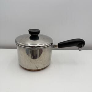 Vintage Revere Ware 1.5 QT Quart Sauce Pan Copper Clad Bottom w/Lid USA Rome NY